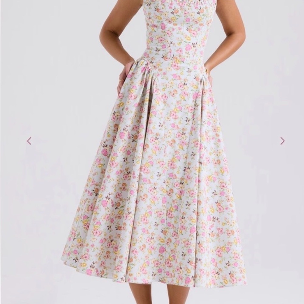 House of CB Dorothy Dress XL X+ large cups. Pale blue meadow print.
